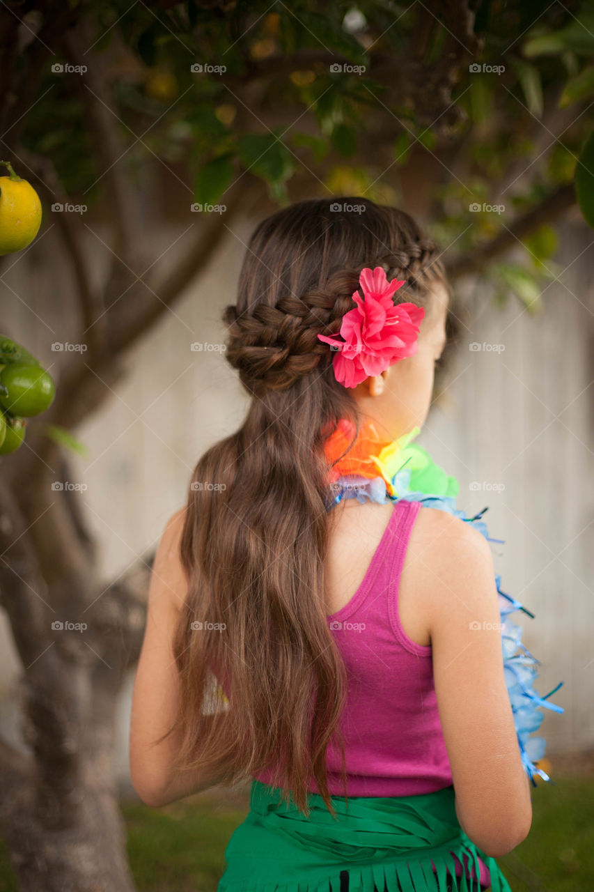 Little Hawaiian . A beautiful braid done on my daughter for Hawaiian day at her school 