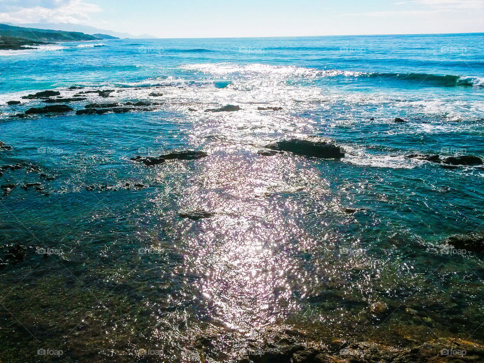 sun reflection on mediterranean sea