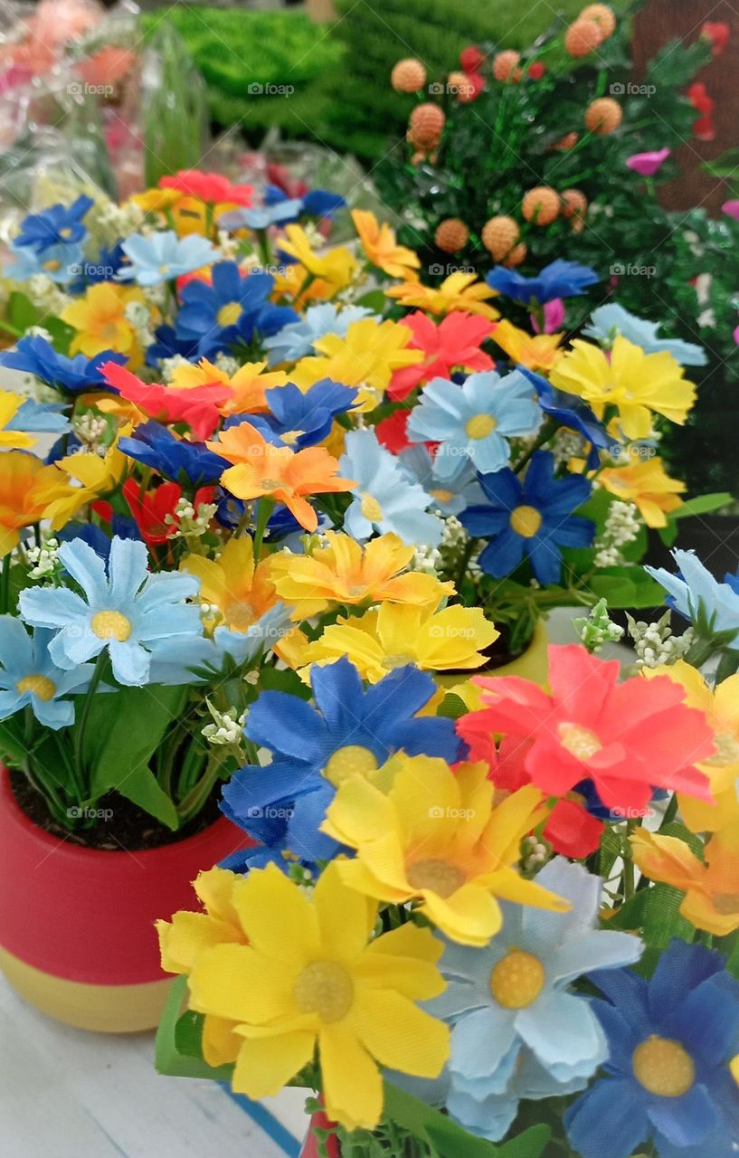 Replica flowers at store...