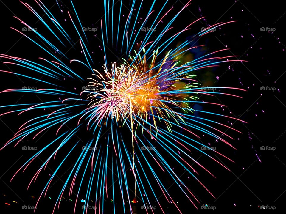 Family, freedom, and fireworks. Light up the sky like it’s the 4th of July, with colorful fireworks. Blue fireworks