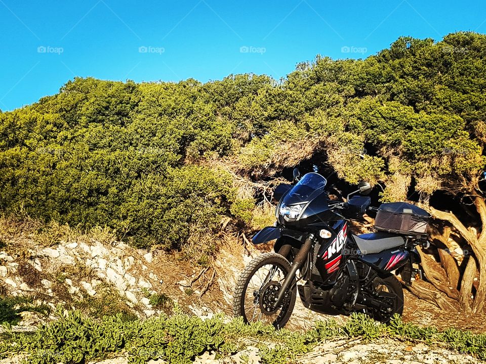 Adventure motorcycle riding through