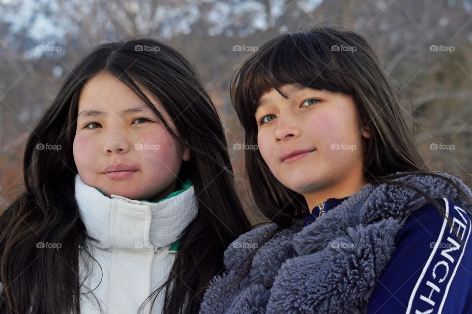 two girls living in the mountains of Uzbekistan