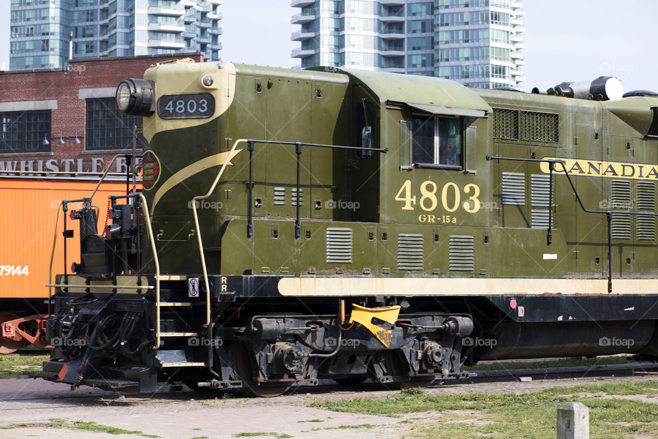 Train in Toronto Canada at a transportation museum 