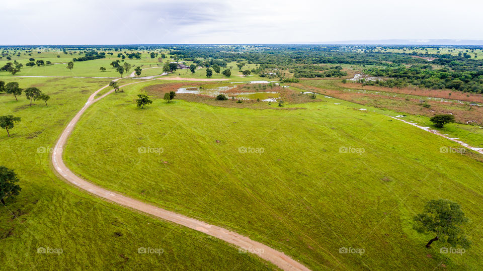 Aerial photo of farm at pantanal 