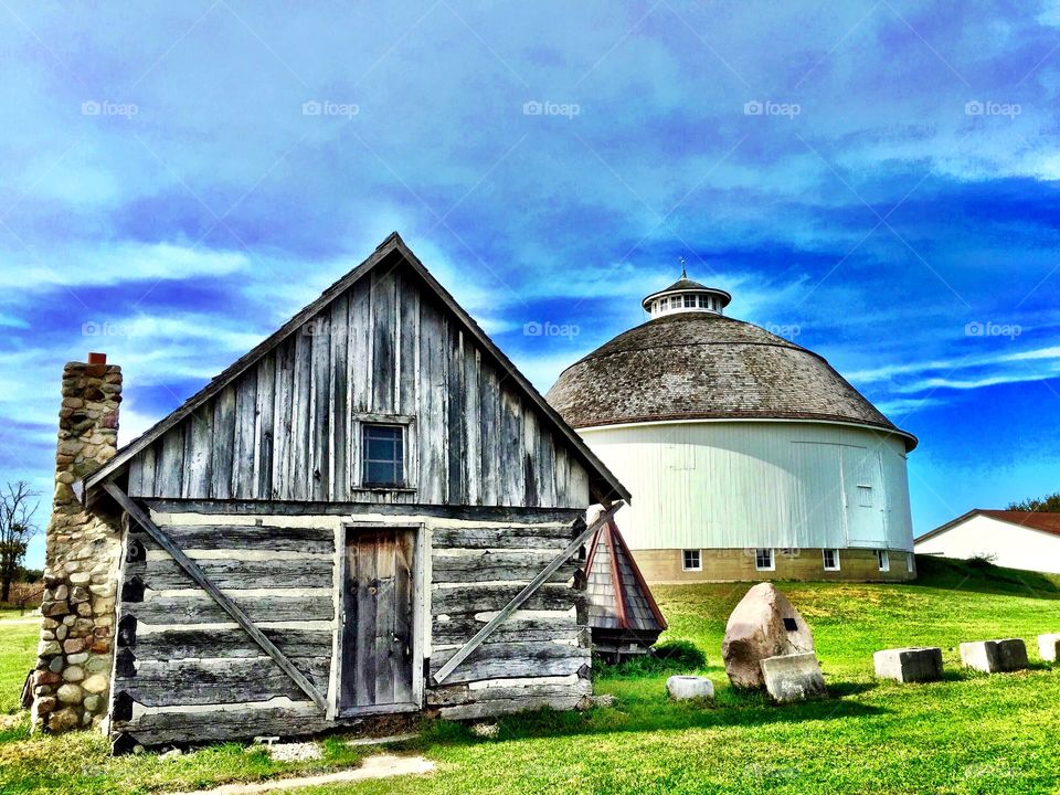 White round barn view