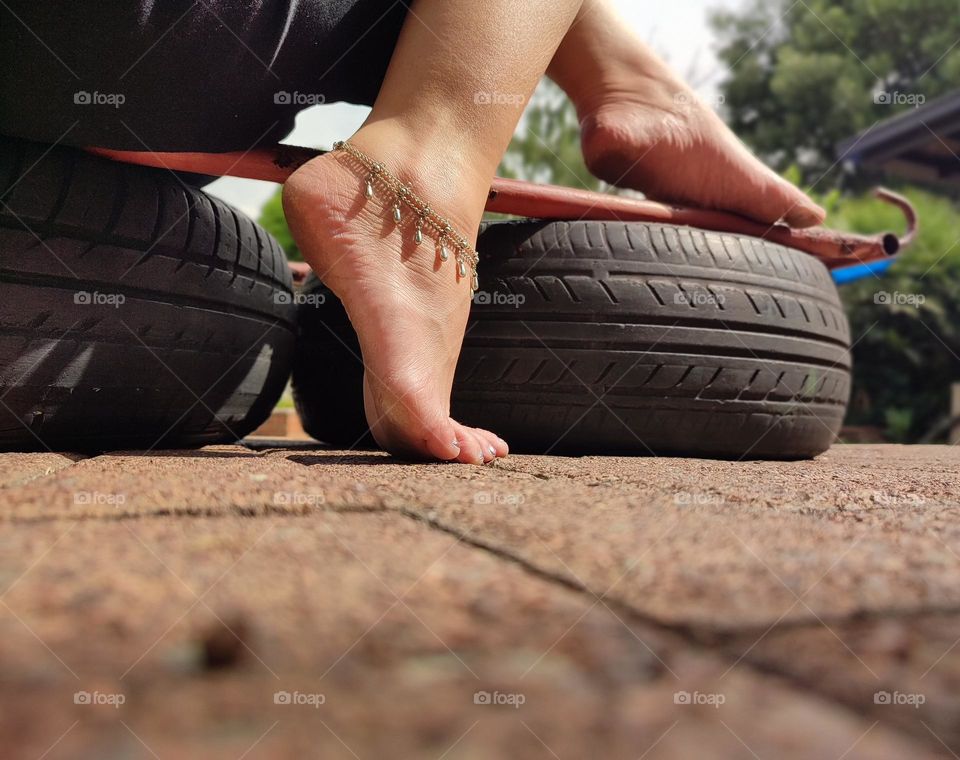 Silver ankle bracelet