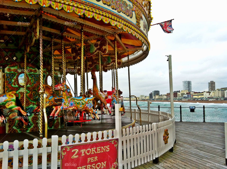 beach england carousel pier by sophieu