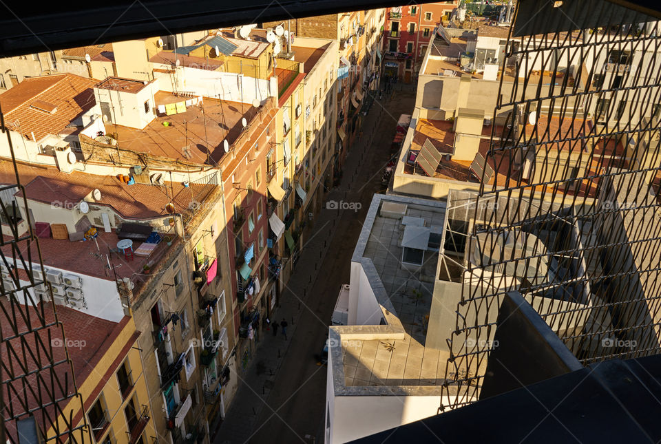 Barrio del Raval. Barcelona. Vista aérea.