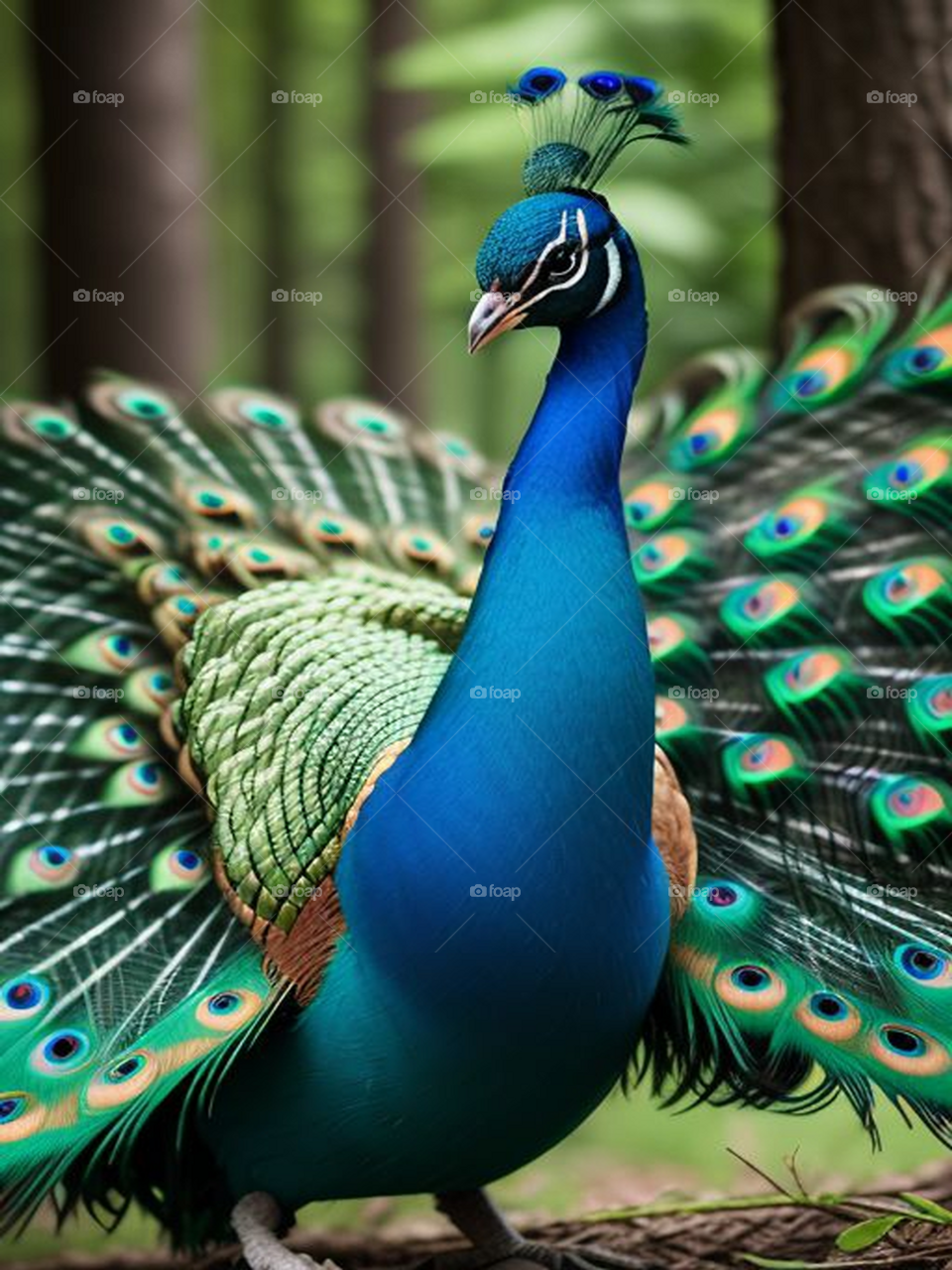 Beautiful peacock with bright colors