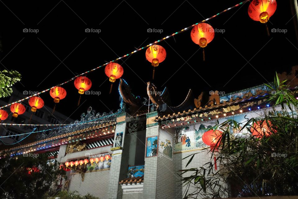 Chinese lanterns at a chinese temple