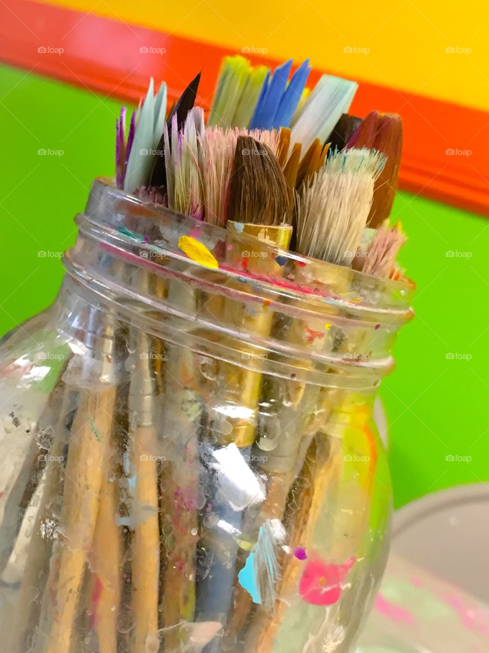 Jar of artist brushes