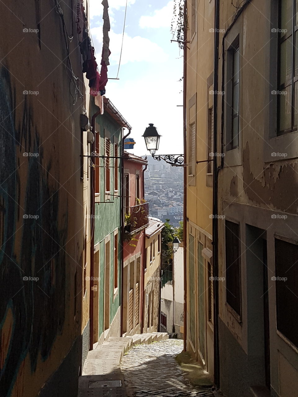 Narrow hilly streets of Lisbon