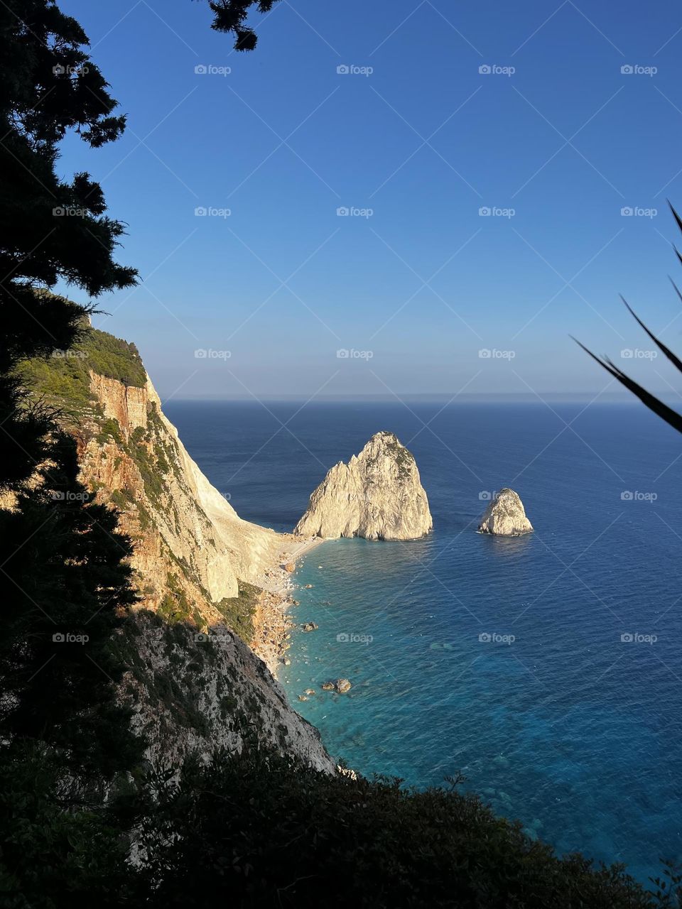 This is the viewpoint from the Keri Lighthouse restaurant in Zakynthos, Greece. Also known as Myzithres. 
