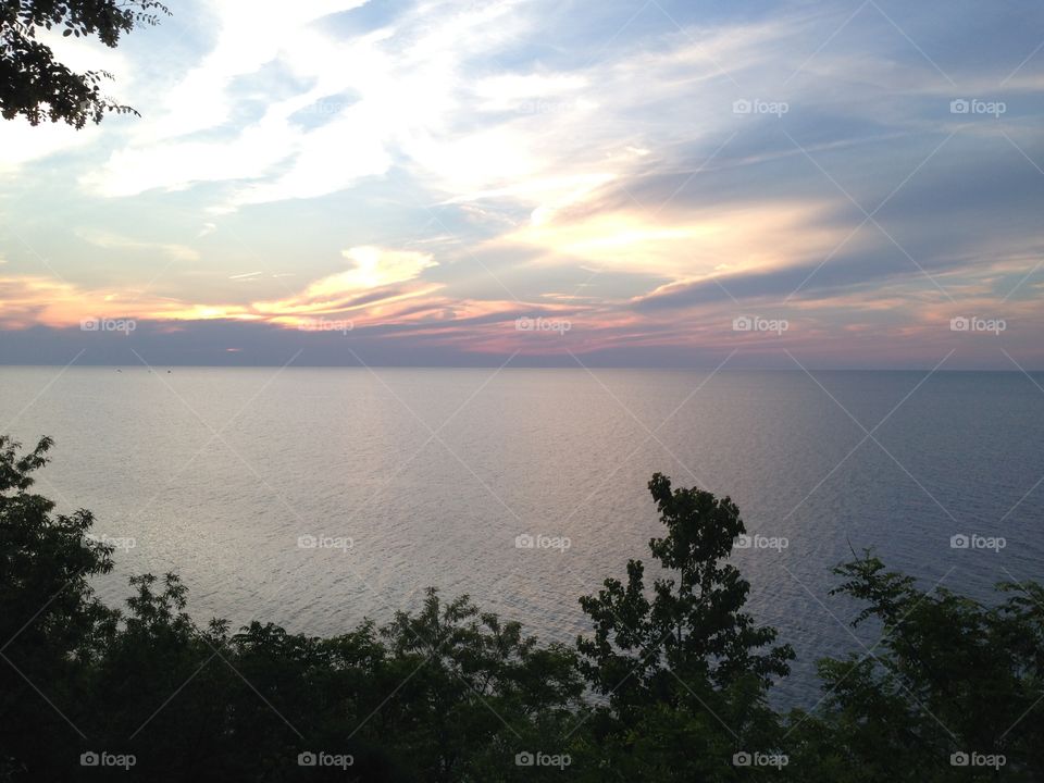 Sunset over lake Erie