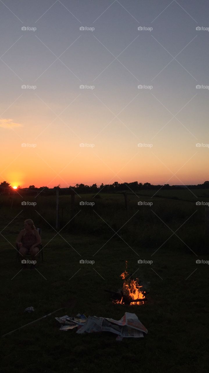 Brilliant orange sunset. 