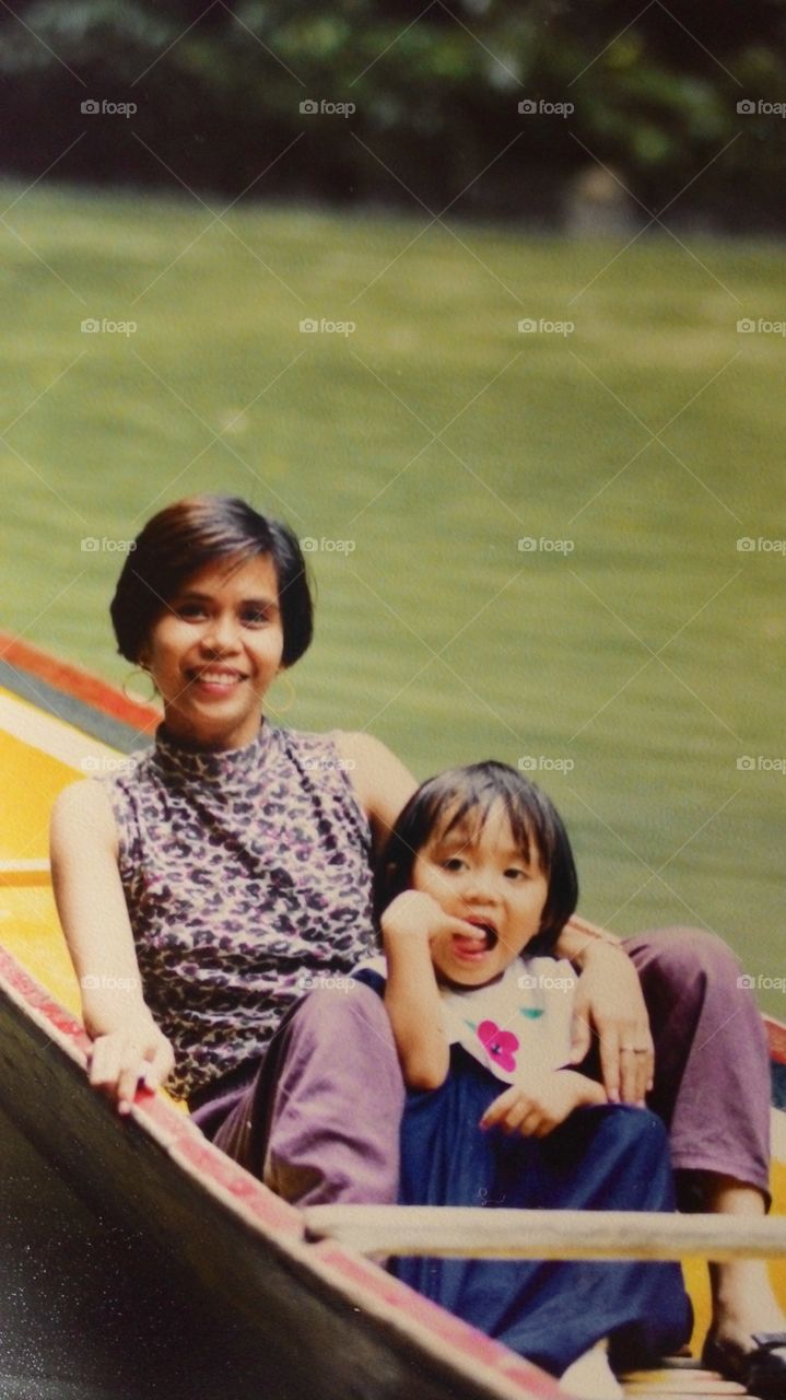 Boating with mom. 1991, Pagsanjan Falls