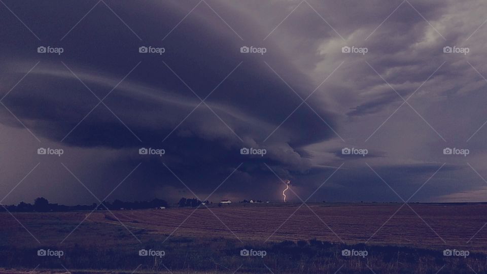 supercell with lightning bolt
