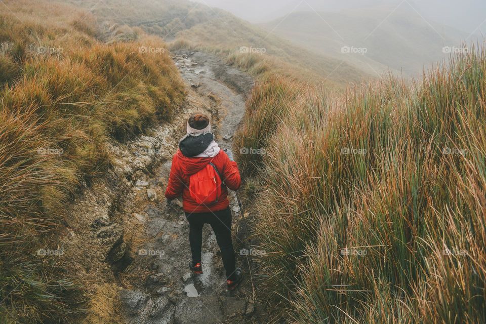 hiking into the summit