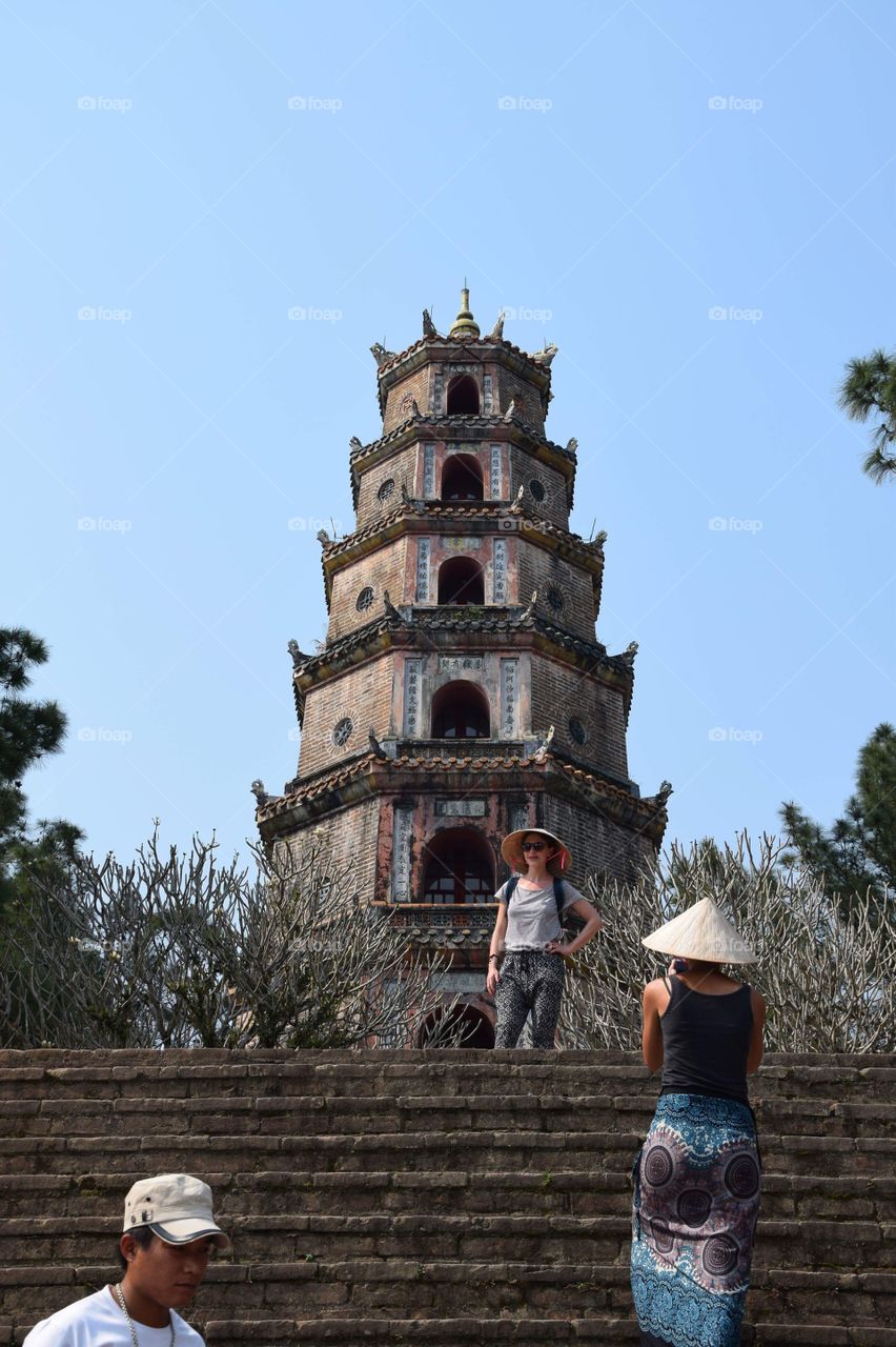 Hue a beautiful city in the middle of Vietnam. Visiting this beautiful temple on a warm day. Shoot with my Nikon 