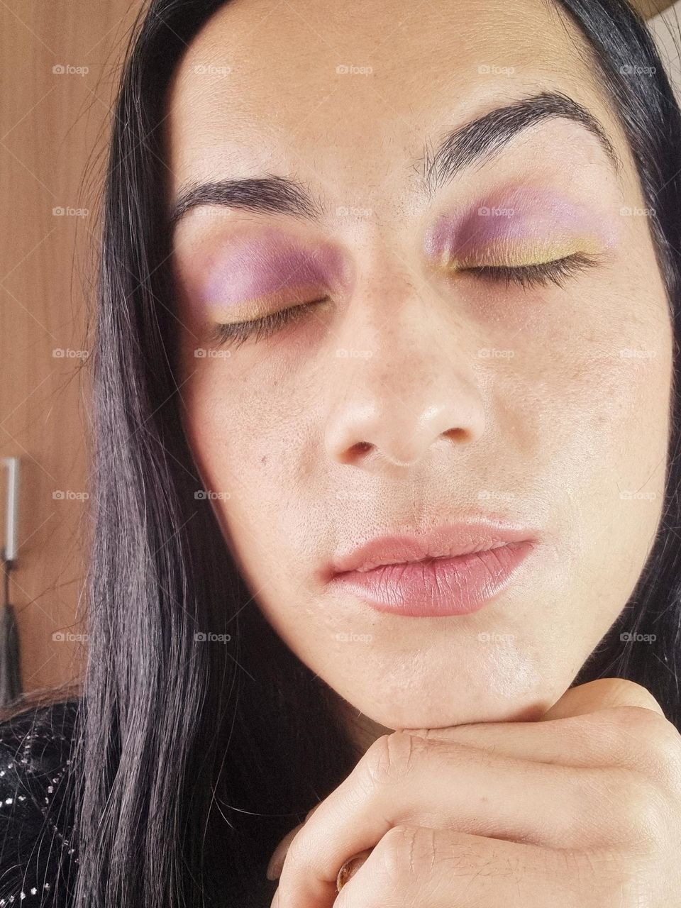 Contrasting with yellow y purple on make up myself