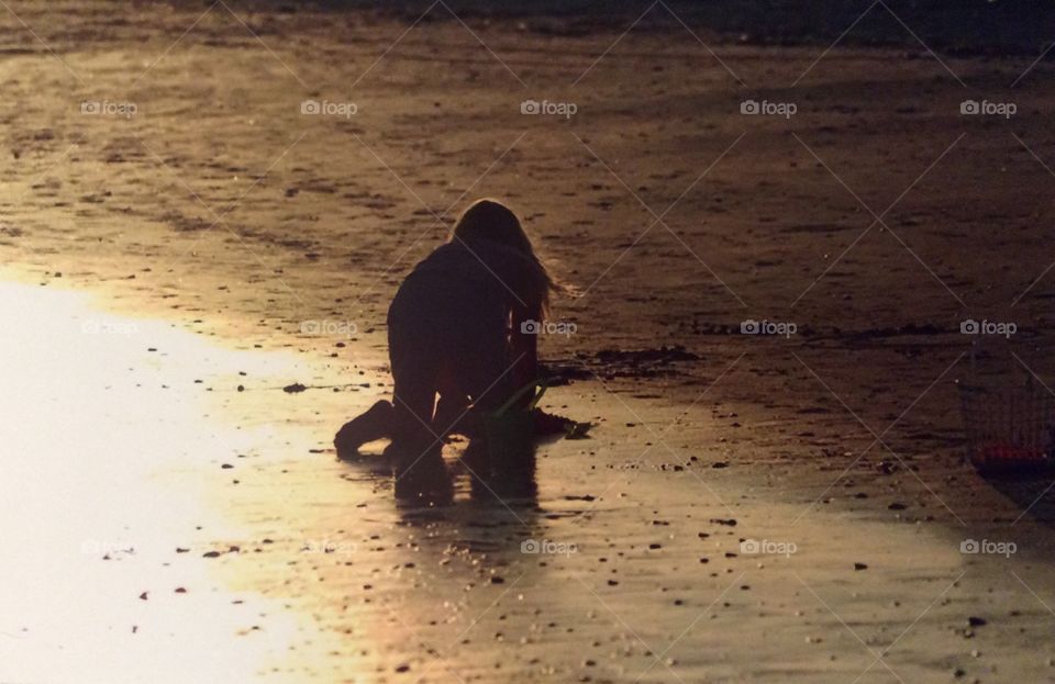 Girl at Beach at sunset