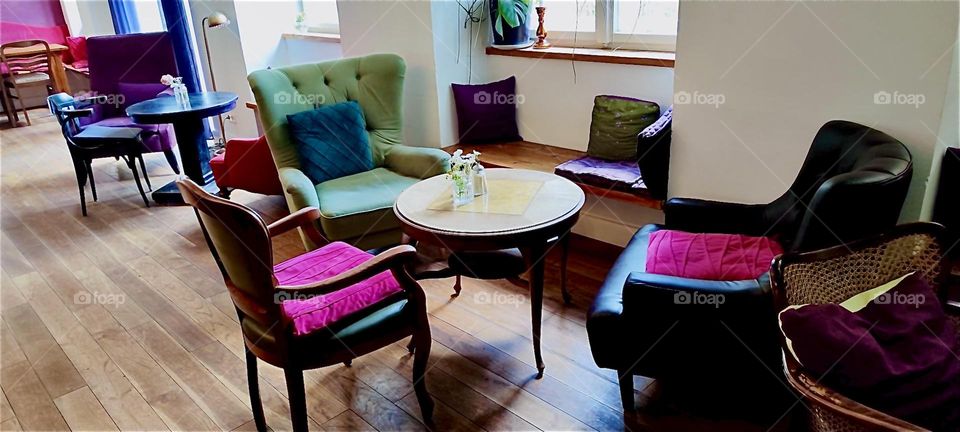 A lounge furnished with antique upholstered furniture can be found at “Schloß Blumenthal”, “Castle Blumenthal” in “Aichach”, Bavaria.. Built in 1850 it was later turned into a hotel with a gourmet restaurant and brewery. 2024. Hypnotic Productions