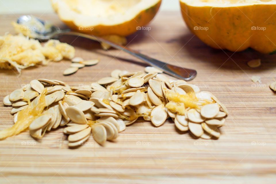 Acorn squash on table