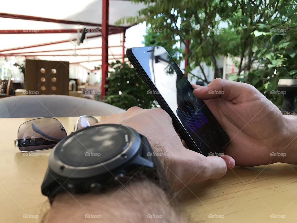 Using mobile phone and smart watch 