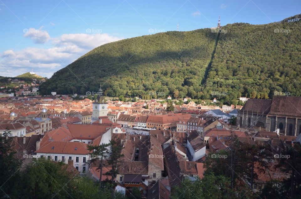 High angle shot of townscape