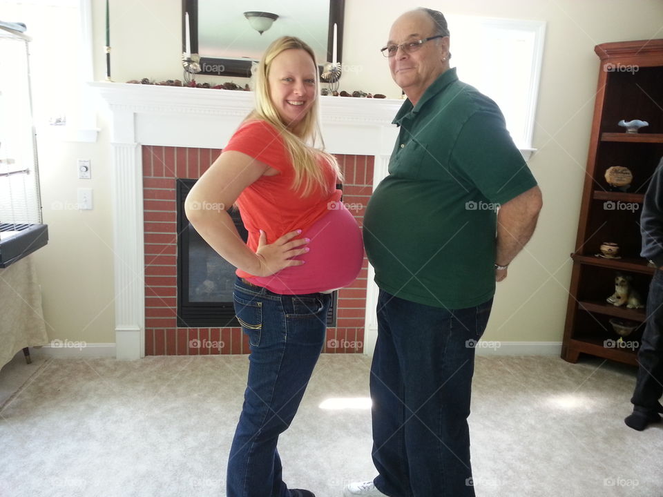 grandfather and granddaughter. pregnant granddaughter and her grandfather