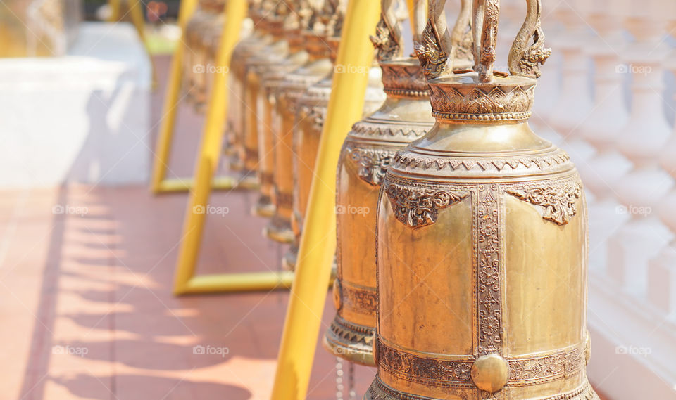 gold bell in Buddhist temple,Thailand