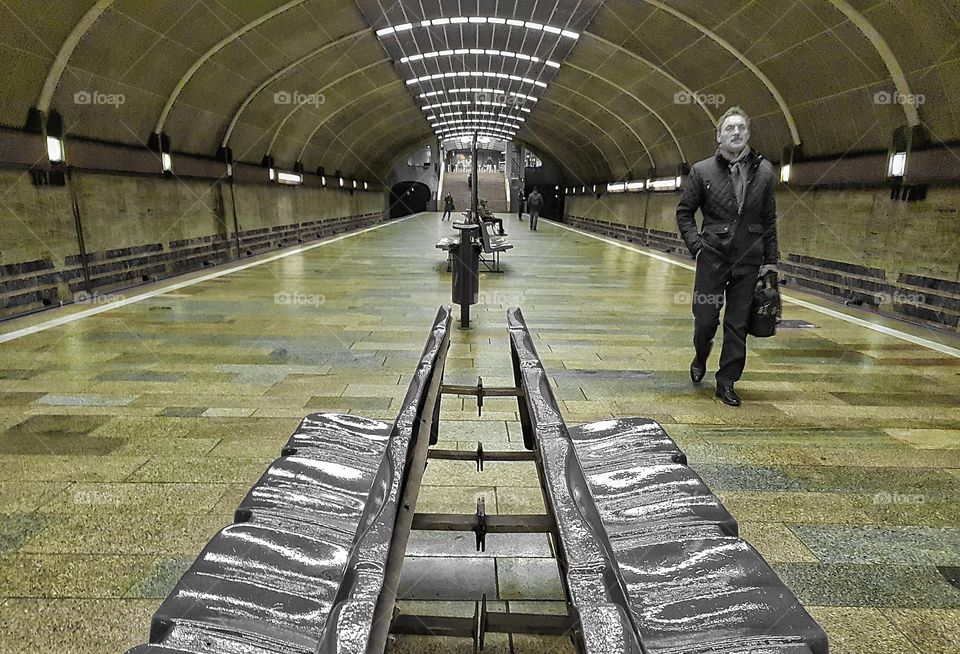 Green subway platform