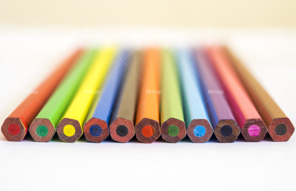 Close-up of coloured pencils