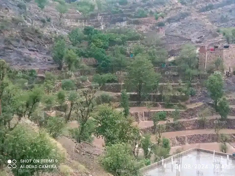 Glory be to God, the magnificent and picturesque view and the natural green trees are a view that is nothing more wonderful than it