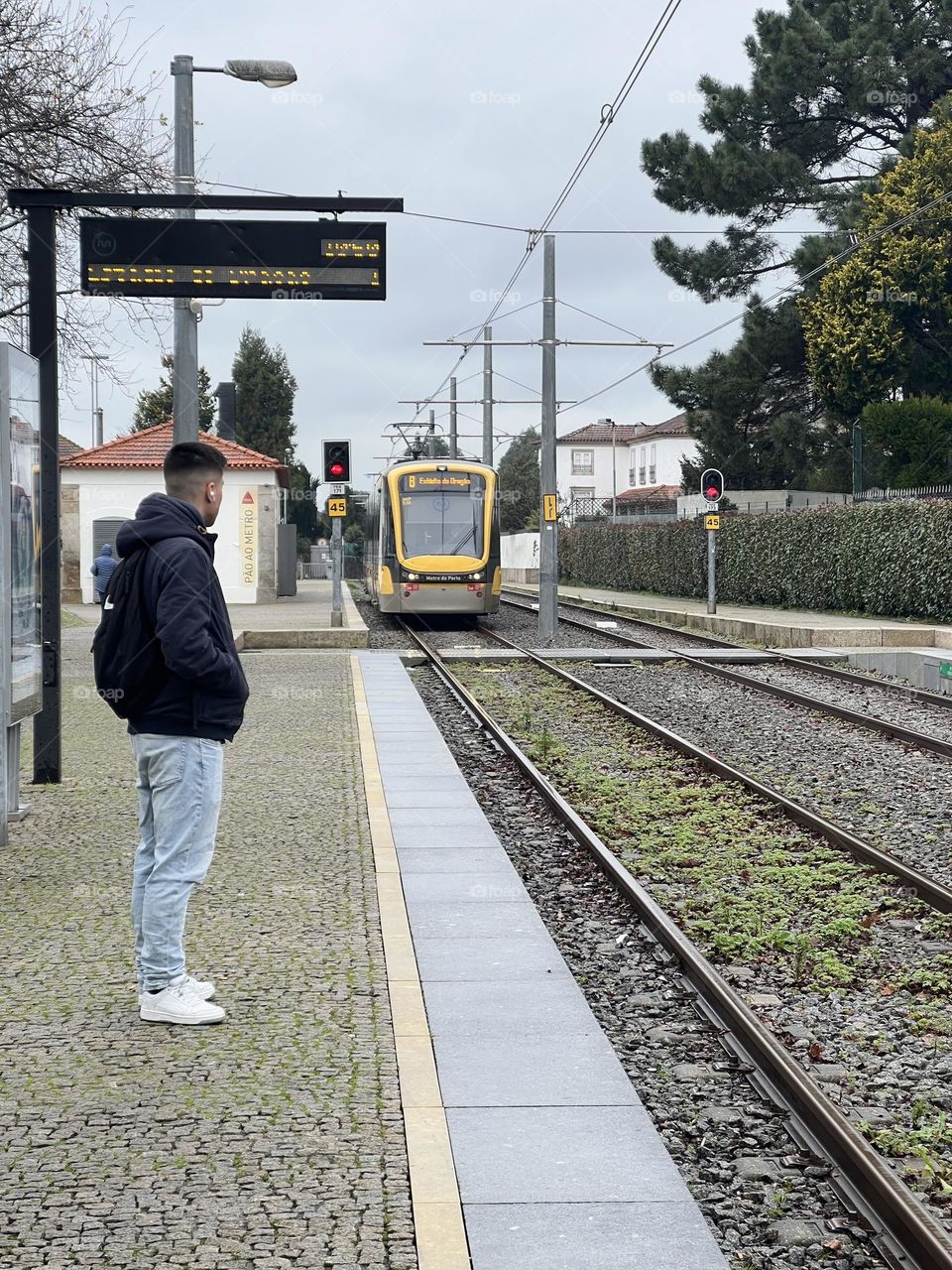 Man waiting for metro