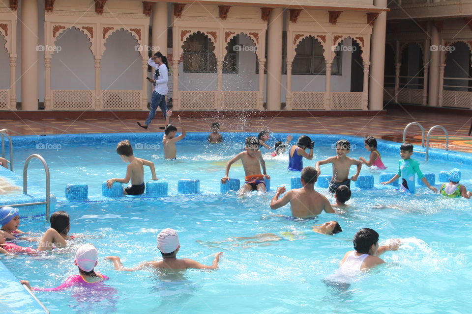 kids in swimming pool