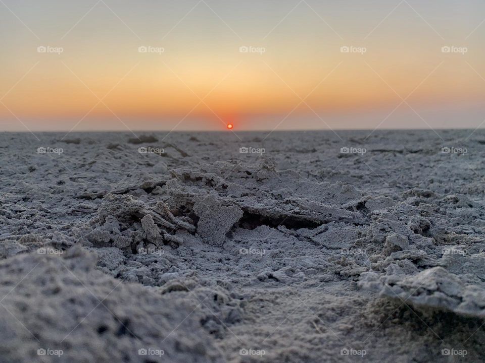 Desert in Botswana- the salt plains. Welcome to nature. The most beautiful sunsets you will ever see