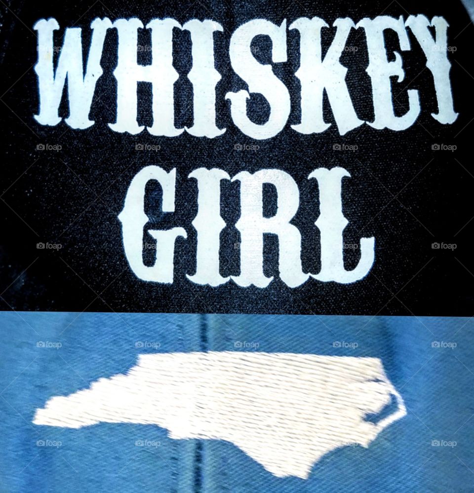 I found the vintage Whiskey Girl hat at thrift store and love the N.C. state shape so I photographed &spliced.