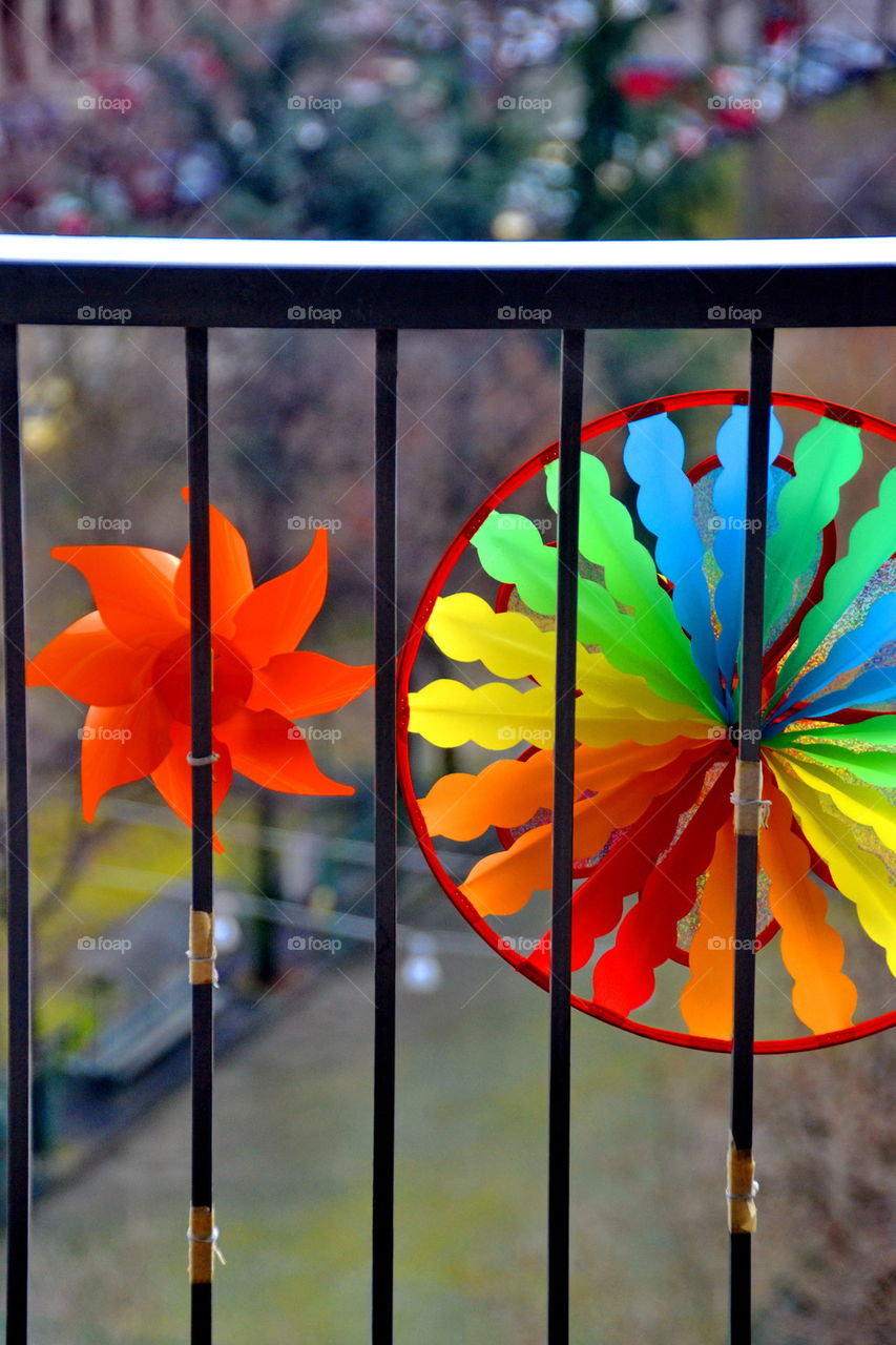 colors, pinwheel, wind, turn, wheel, outdoor, balcony