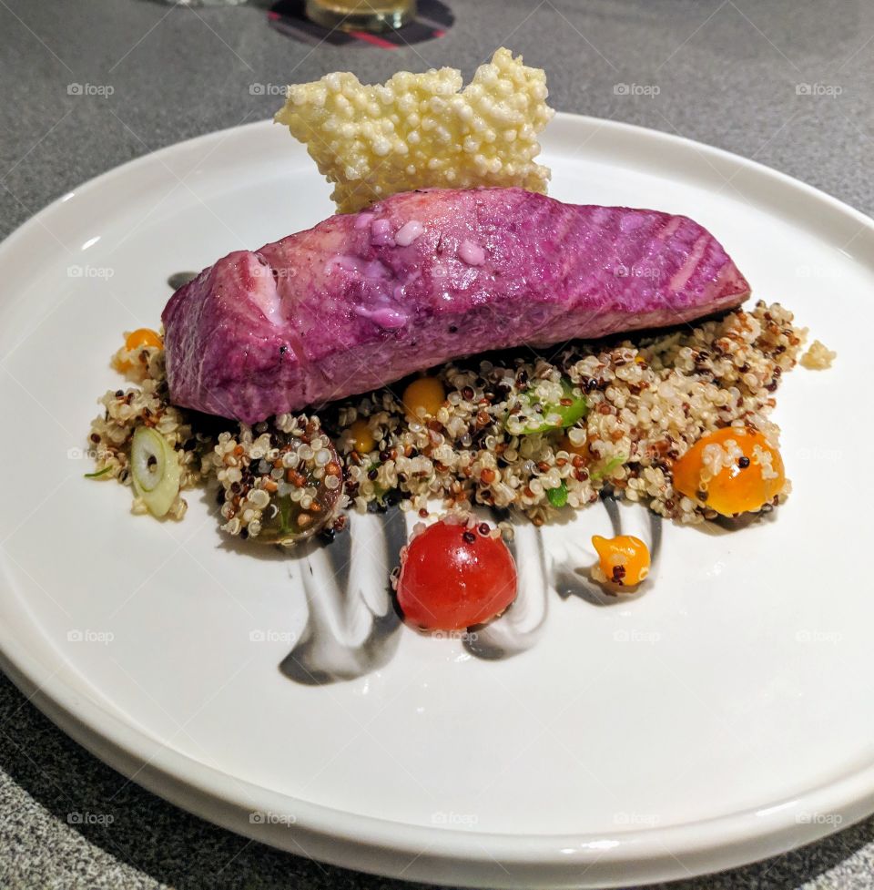 salmon served on quinoa