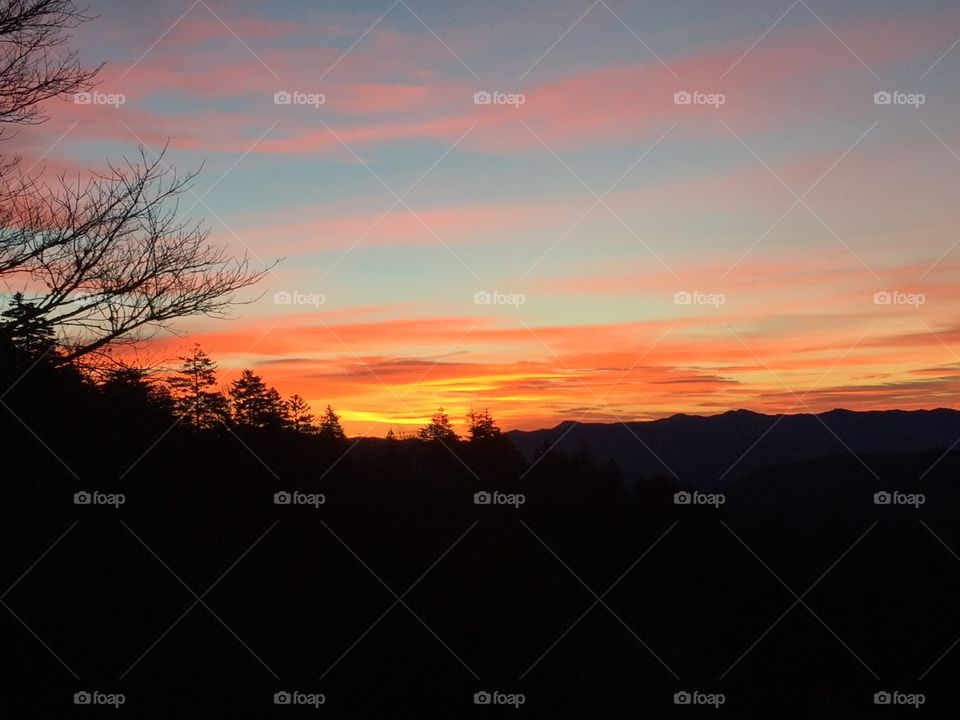 Sunrise Smoky Mountains backlit 