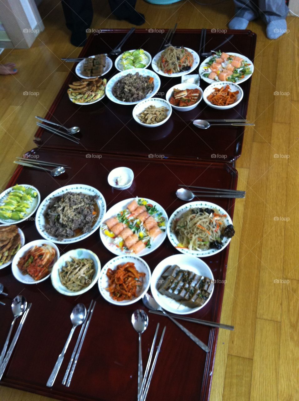 dinner Korean way. Korean dinner table