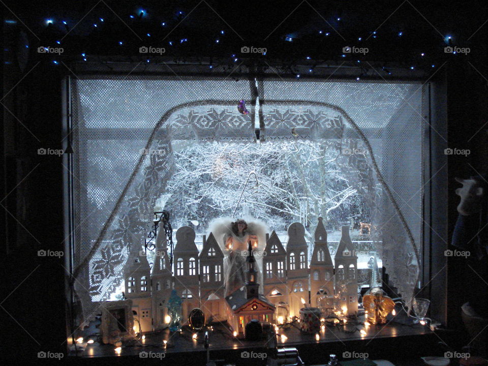 Daytime Bay Window At Kitchen Sink

This is the window above my kitchen sink. At night there are lights like stars & a large angel with lights on the bottom of the bay window & other momentos of mine. It happens that this pic was taken after it snowed. It makes for a pretty pic.