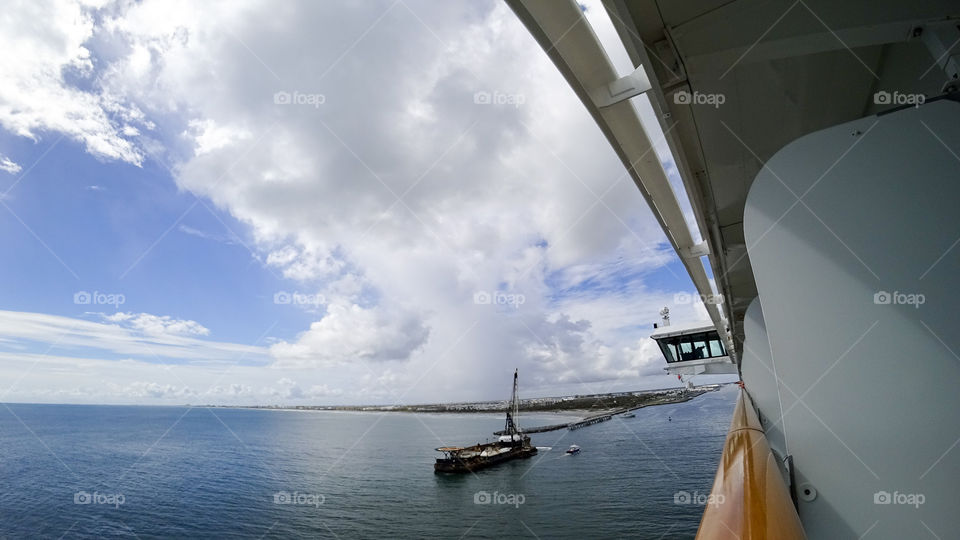 Cruise Ship Pulling into Port Canaveral Florida