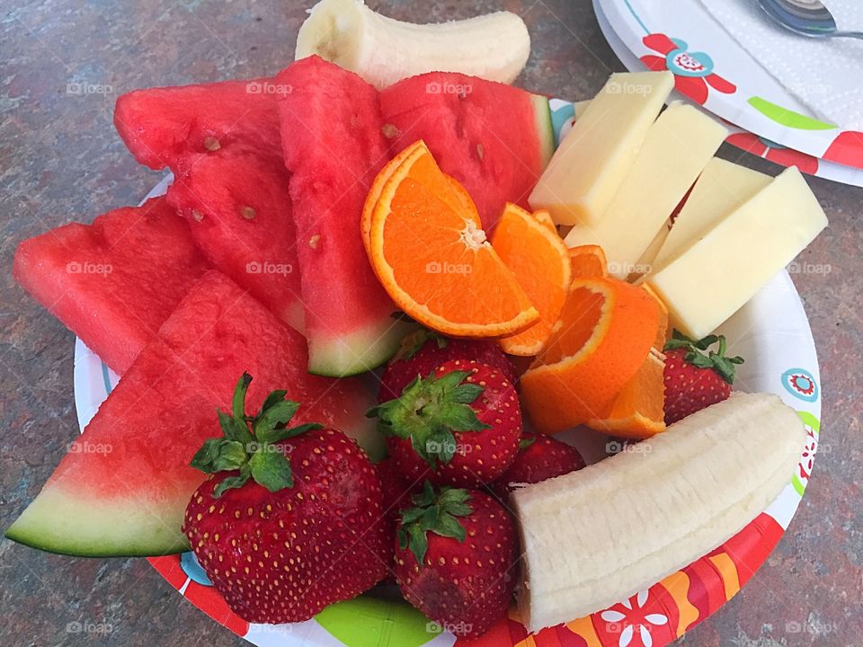 Colourful plate of fresh fruits 