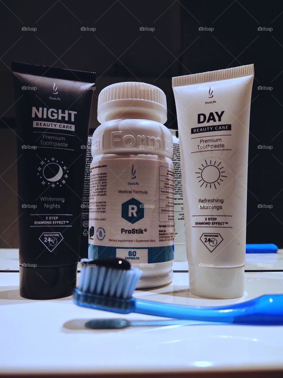 Toothbrush and toothpaste