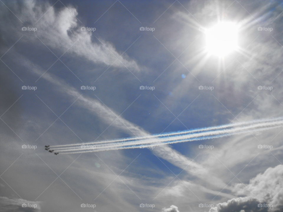 Four airplanes at an airshow