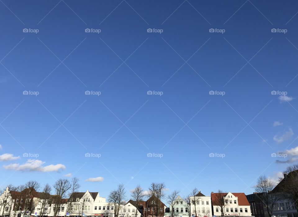 Cityscape and blue sky Heide Germany 