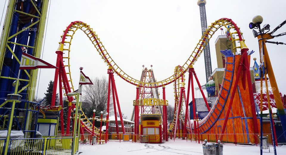 Roller coaster in theme park, vienna city