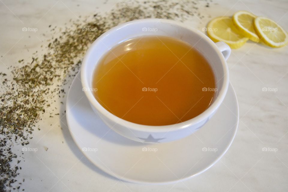 Elevated view of green tea